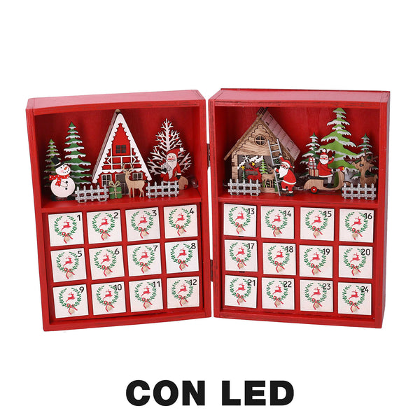 Calendrier de l'Avent en bois avec LED rouge cm 36x6xh24 sconto