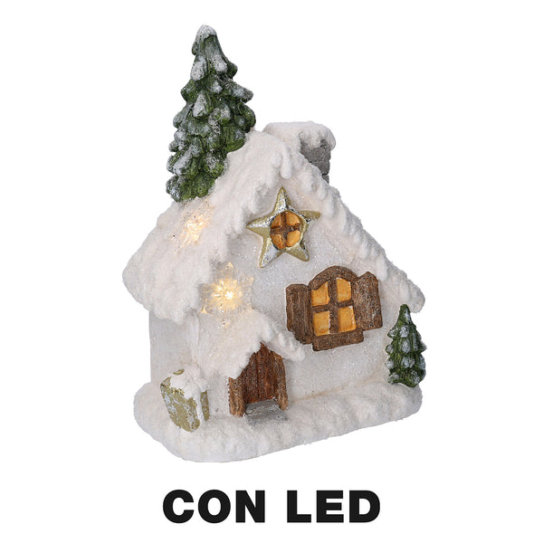 acquista Maison en résine avec arbre avec Led blanc cm 26,5x17xh36