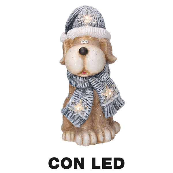 Chien en résine avec chapeau Led gris 22x19,5xh40 cm sconto