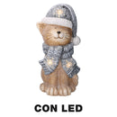 Gatto in Resina con Led cappello blu cm 19,5x18,5xh40-1