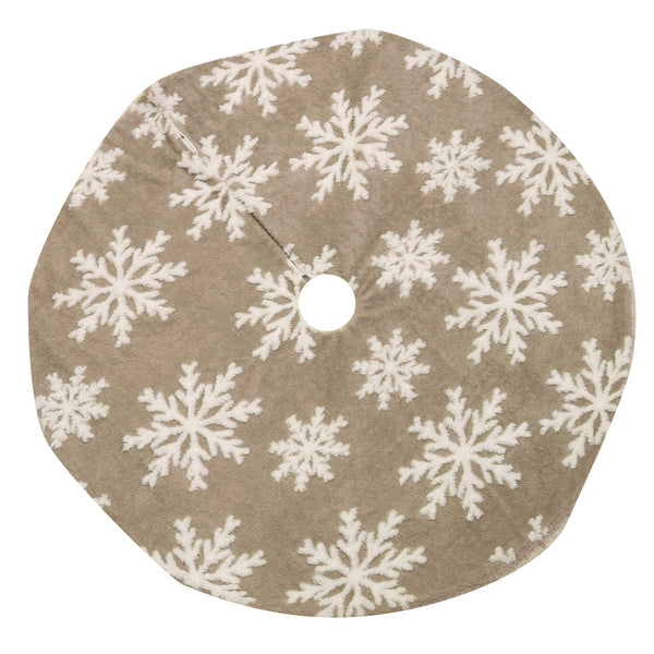 Couverture de base de sapin de Noël en tissu flocon de neige beige cm Ø107xh1 acquista