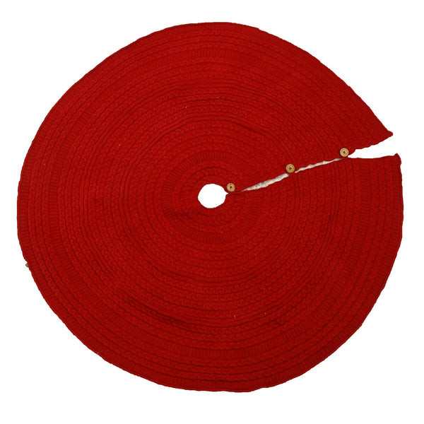 sconto Couverture de base de sapin de Noël en tissu tricoté rouge cm Ø112xh0,5