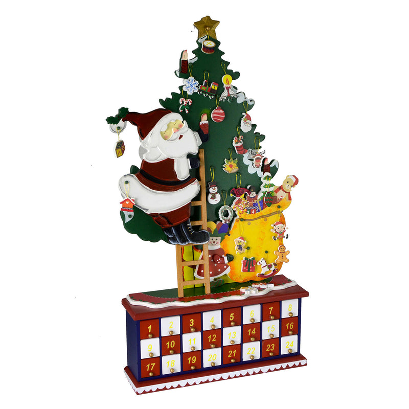 Calendario dell'Avvento in Legno albero con ciondoli cm 28x7,5xh57-1