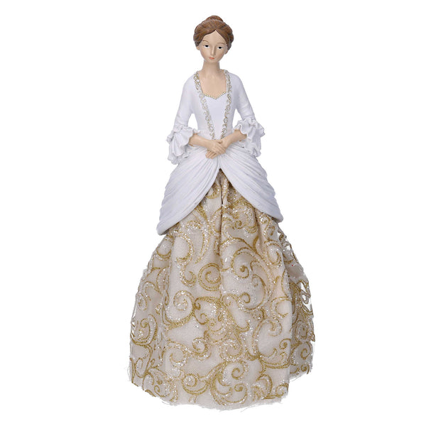 Figurine femme en résine or blanc cm 11x19xh31,5 sconto