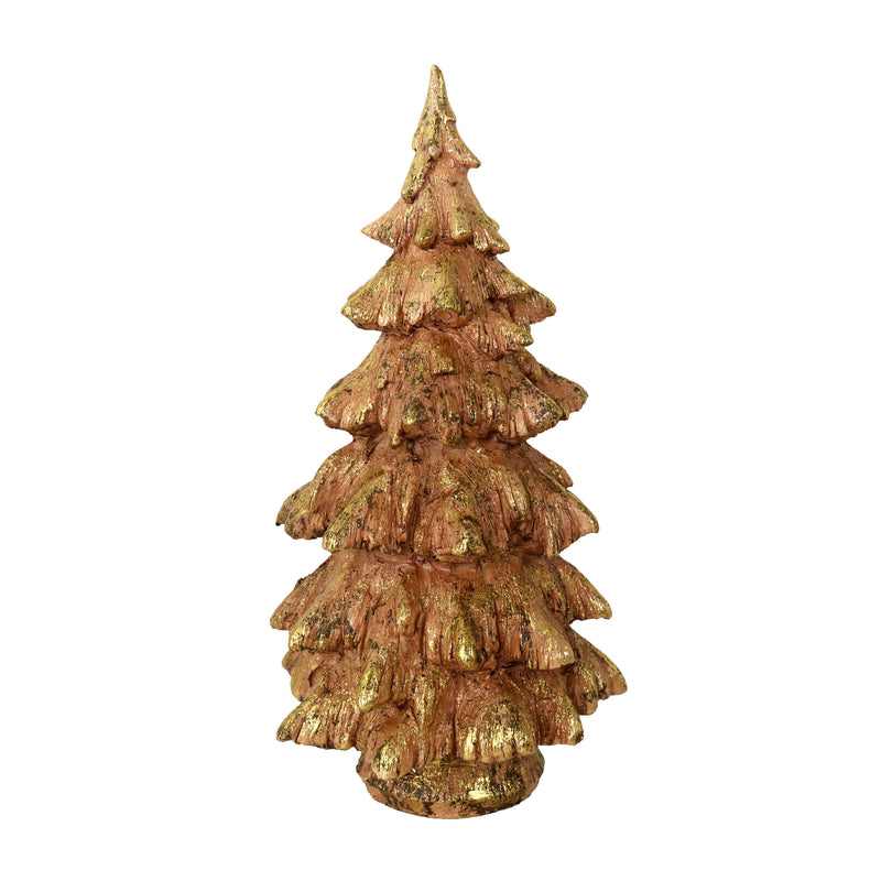 Mini Albero di Natale in Resina rosa glitter oro cm Ø20xh39-1