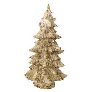 acquista Mini Sapin de Noël en résine blanche à paillettes dorées Ø20xh39 cm