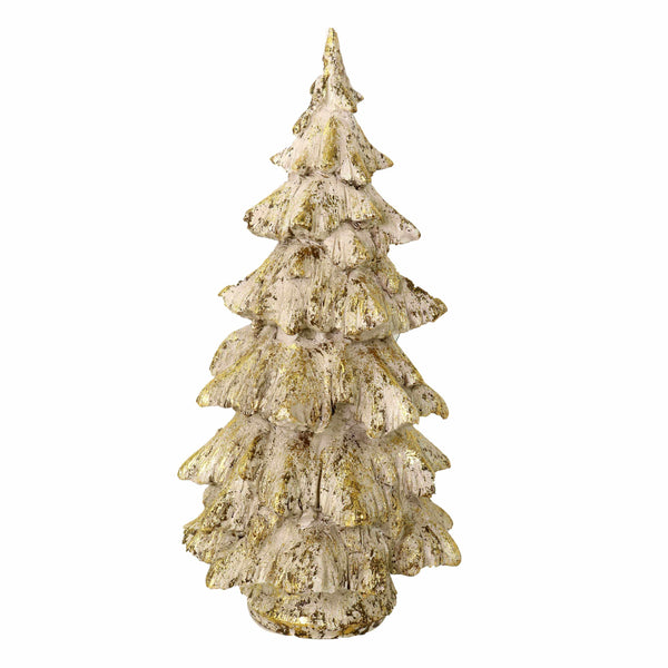 sconto Mini Sapin de Noël en résine blanche à paillettes dorées Ø24xh46 cm