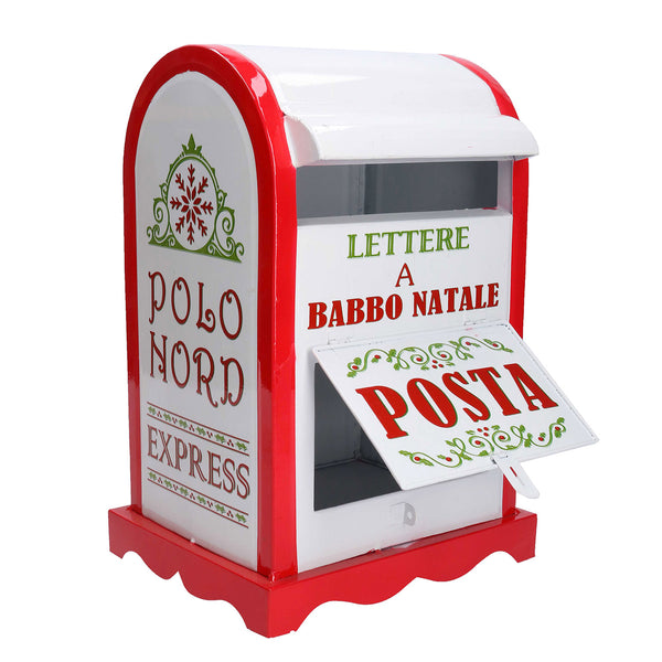 sconto Boîte aux lettres de Noël Père Noël 20x22,5xh33 cm en métal blanc rouge