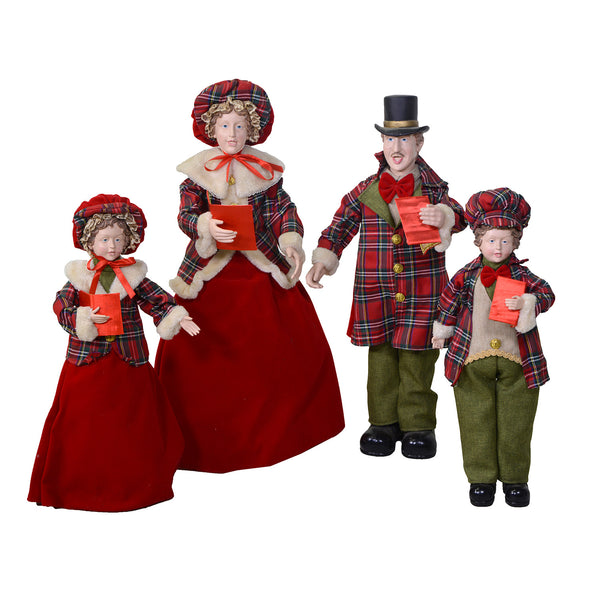 prezzo Famille de chanteurs en tissu écossais rouge set 4pcs cm 21x15xh70