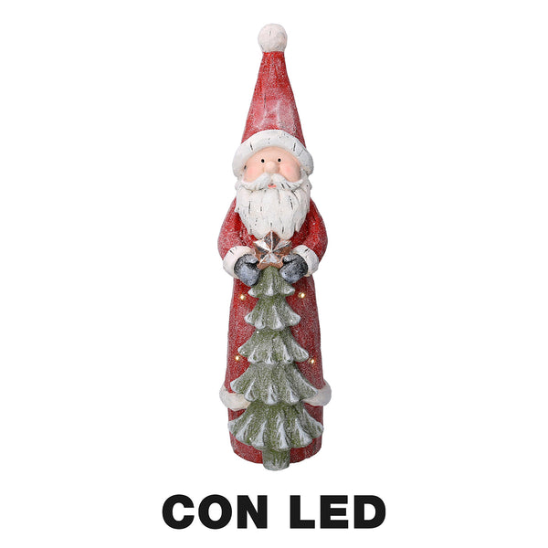 Marionnette Père Noël en résine avec LED avec arbre rouge 18x19xh66 cm sconto