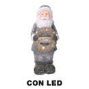 Pupazzo Babbo Natale in Resina con Led con ghirlanda grigio cm 21,5x19,5xh51-1