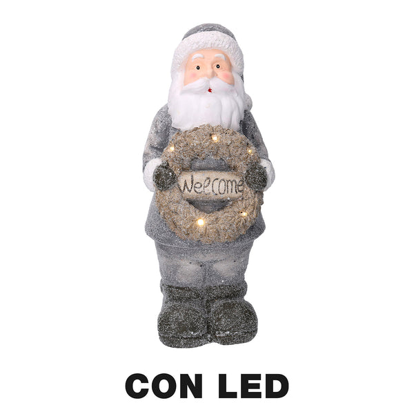 Marionnette Père Noël en Résine avec Led avec guirlande grise 21,5x19,5xh51 cm online