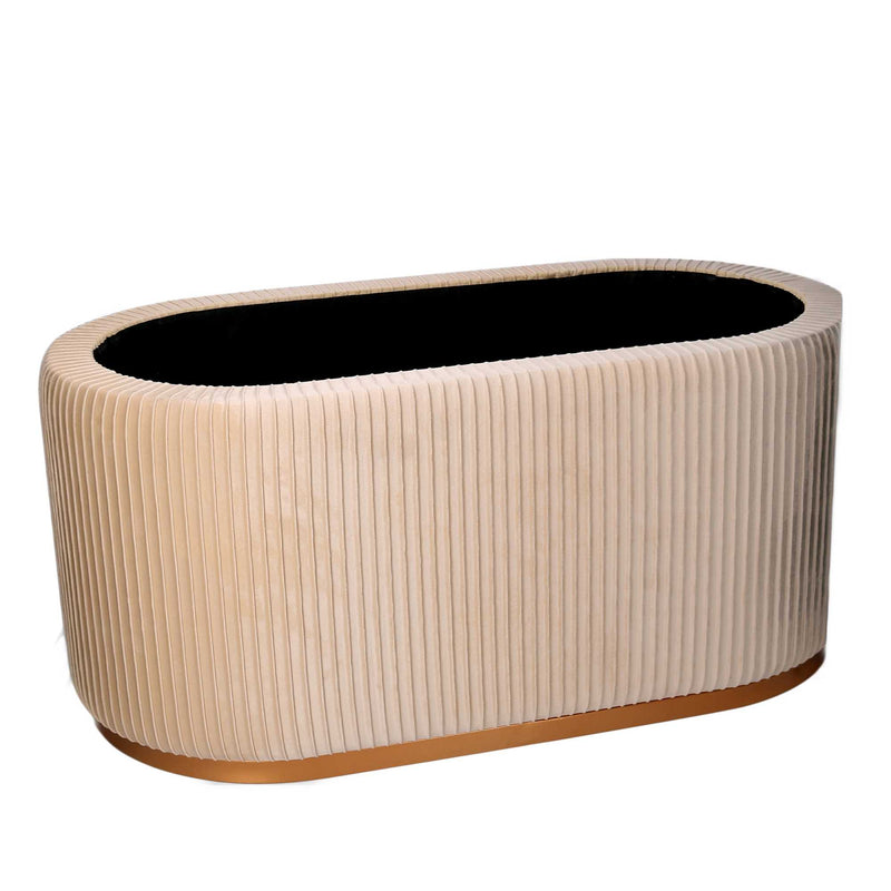 Pouf Contenitore 82x42xh41 cm in Tessuto Velluto Crema-5