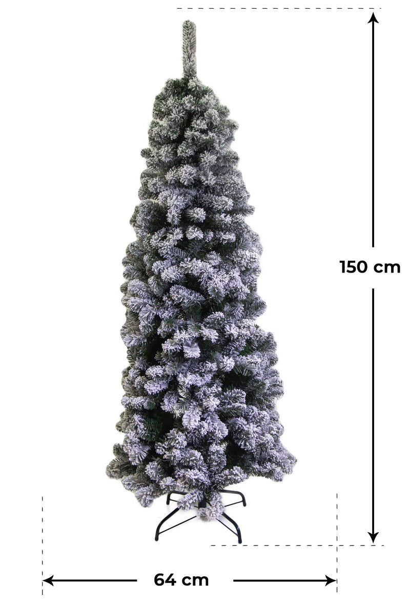 Albero di Natale Artificiale Innevato Monte Vettore Slim Verde Varie Misure-6