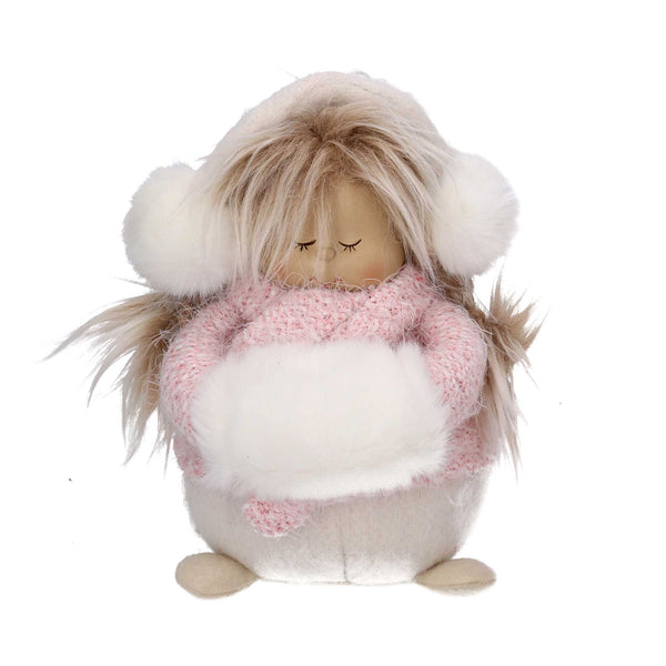 prezzo Pupazzo bambina tessuto rosa e bianco cm 12x12xh22