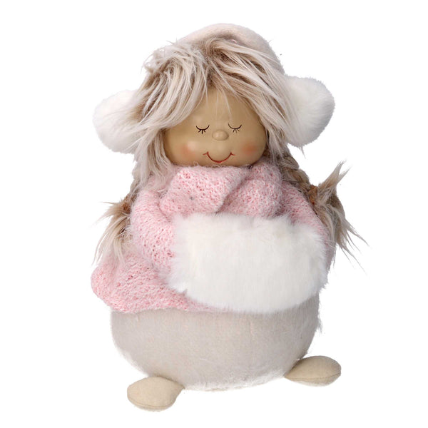 sconto Pupazzo bambina tessuto rosa e bianco cm 16x16xh31