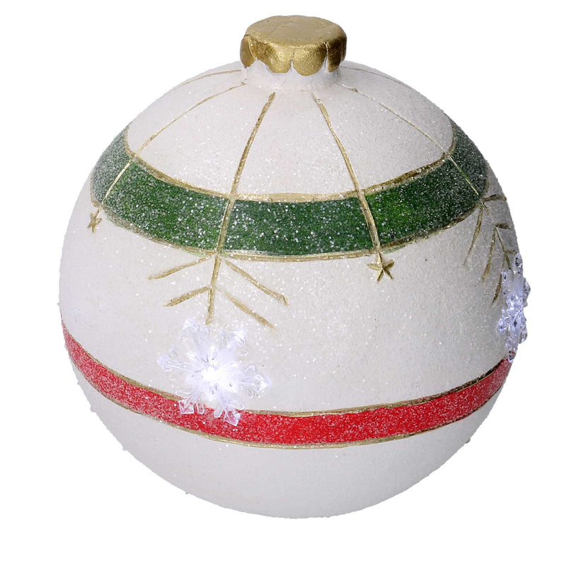 Sfera resina con led fiocco di neve verde e rosso cm Ø24xh25-1