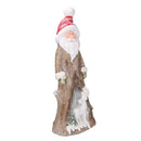 Babbo natale in resina tronco innevato con led marrone cm 23,5x16,5xh58-1