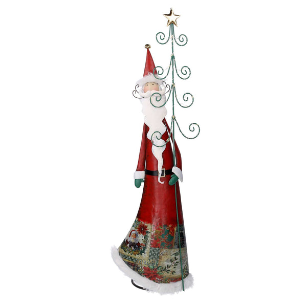 Babbo natale in metallo con albero rosso con led cm 29,2x14xh84,5 online