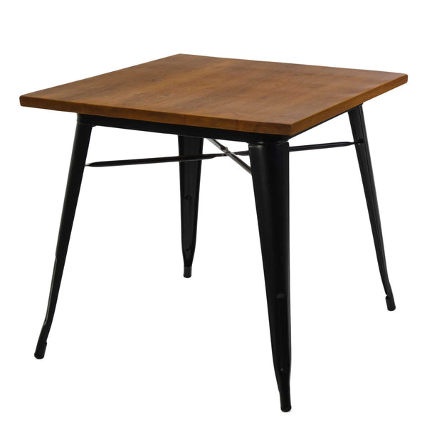 acquista Table New Bristol 80x80xh76 cm en fer noir avec plateau en bois