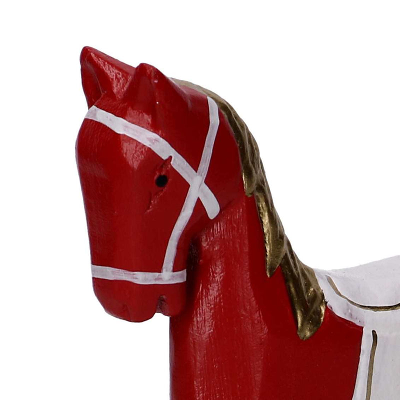 Cavallo a dondolo legno oro e rosso cm 22,5x6xh22-3