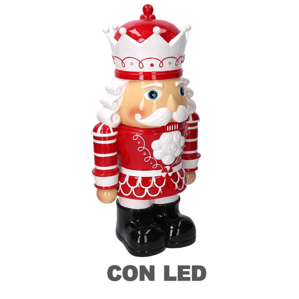 acquista Soldatino Schiaccianoci in resina bianco e rosso con led cm 26x18xh48