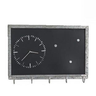 prezzo Tableau noir en métal avec horloge et porte-clés 5 places 63x46x9 cm