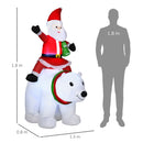 Babbo Natale Gonfiabile con Orso Polare 130x80x180 cm con Luci LED per Esterno e Interno-3