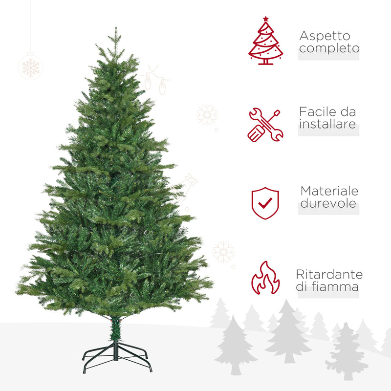 Albero di Natale Artificiale H180 cm 1443 Rami con Decori e Base in Metallo Verde-4