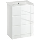 Mobiletto Bagno 2 Cassetti 61x37x88 cm con Lavabo in Ceramica Bianco-1