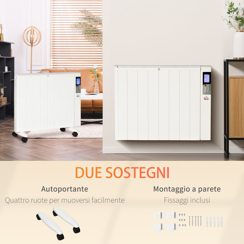 Stufetta Elettrica 2000W 75x31x66,5 cm con Timer e Impostazioni di Calore Bianco-4