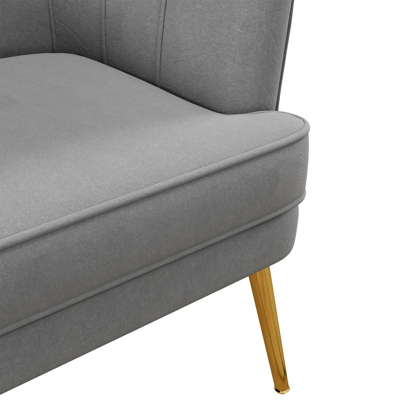 Poltrona Imbottita 71x72x75 cm in Velluto Grigio-7