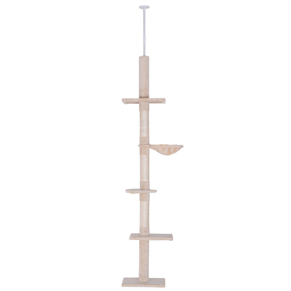 online Albero Tiragraffi per Gatti Multilivello a Soffitto 40x34x230-260 cm Altezza Regolabile Beige