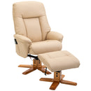 Poltrona Relax Reclinabile con Poggiapiedi in Similpelle  Beige-1