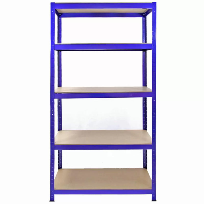 Set 3 Scaffali 5 Ripiani ad Incastro 90x50x180 cm e Martello Piani in MDF Struttura in Acciaio Blu-3