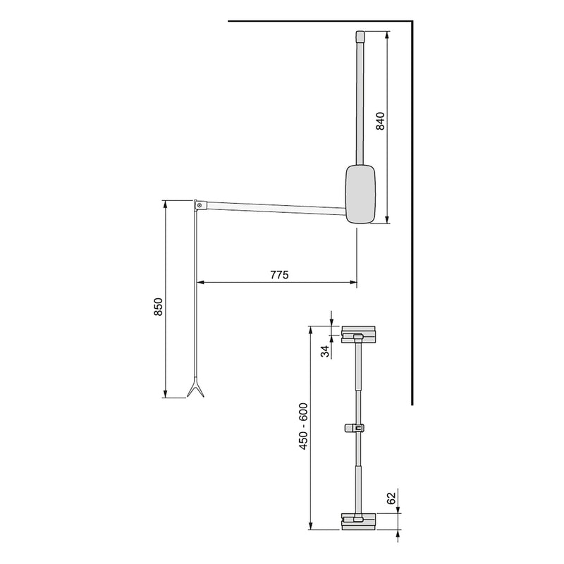 Appendiabiti per Armadio 45-60 cm Max 12Kg in Acciaio Emuca Titanio-4