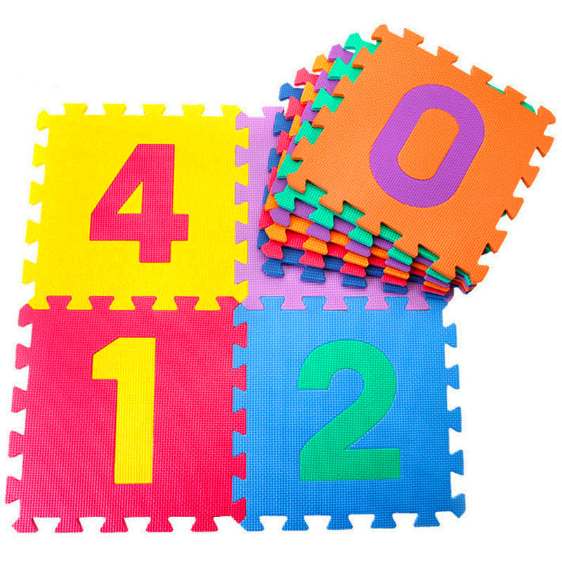 Tappeto Puzzle 10pz per Bambini Componibile Numeri Multicolore-1