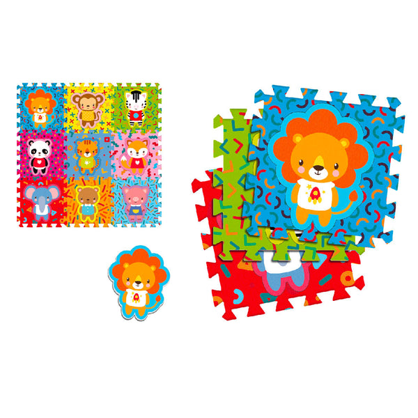 Tappeto Puzzle 9pz per Bambini Componibile Animali Multicolore prezzo