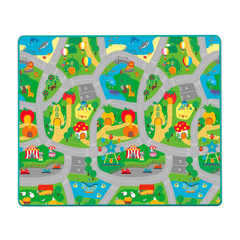 Tappeto Morbido per Bambini 200x160 cm Arrotolabile Doppia Grafica Multicolore-3