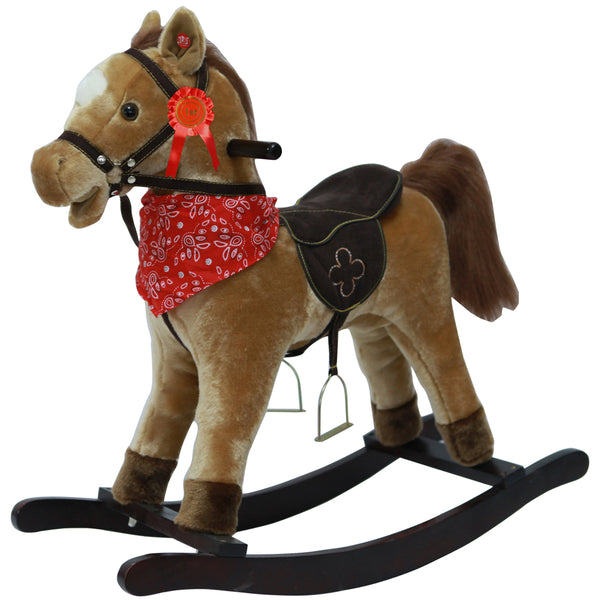 Cheval à bascule pour enfants en peluche avec sons marron clair prezzo