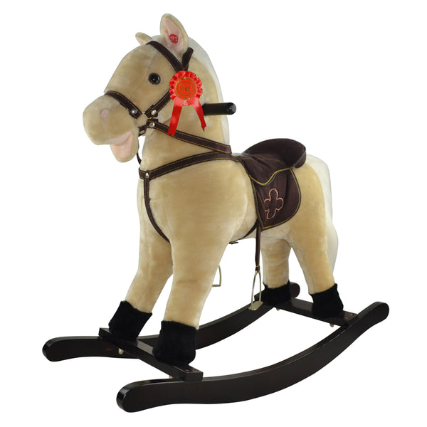 prezzo Cheval à bascule pour enfants en peluche avec sons Beige