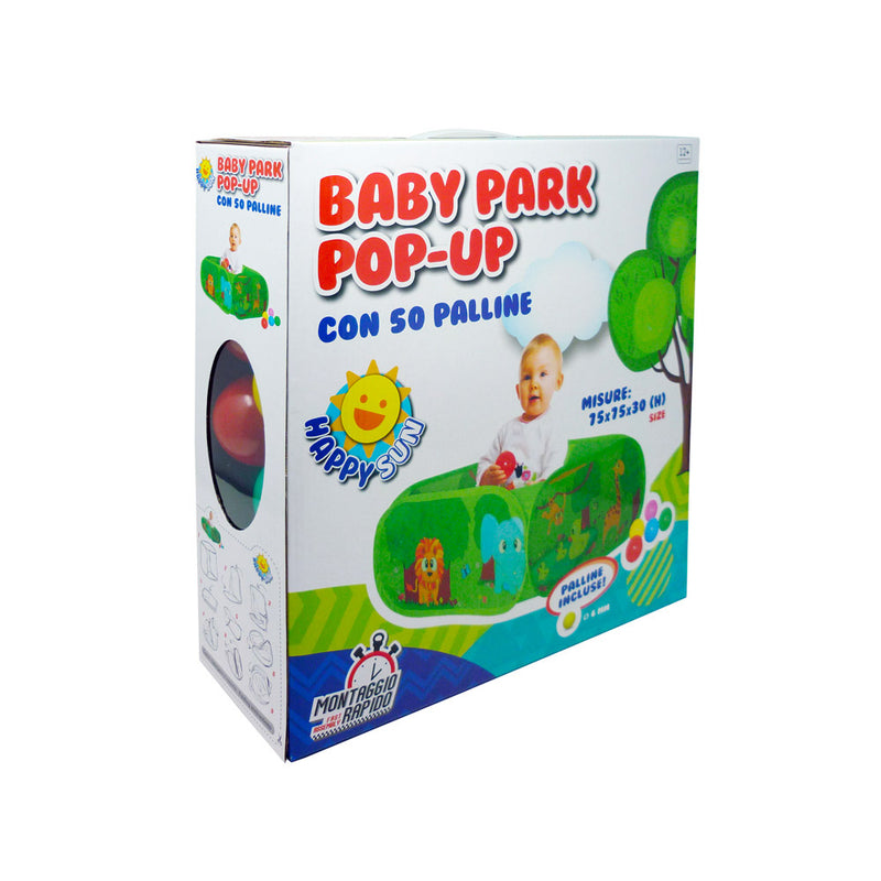 Box Recinto per Bambini 75x75x30 cm Pop-Up Con 50 Palline Verde-2