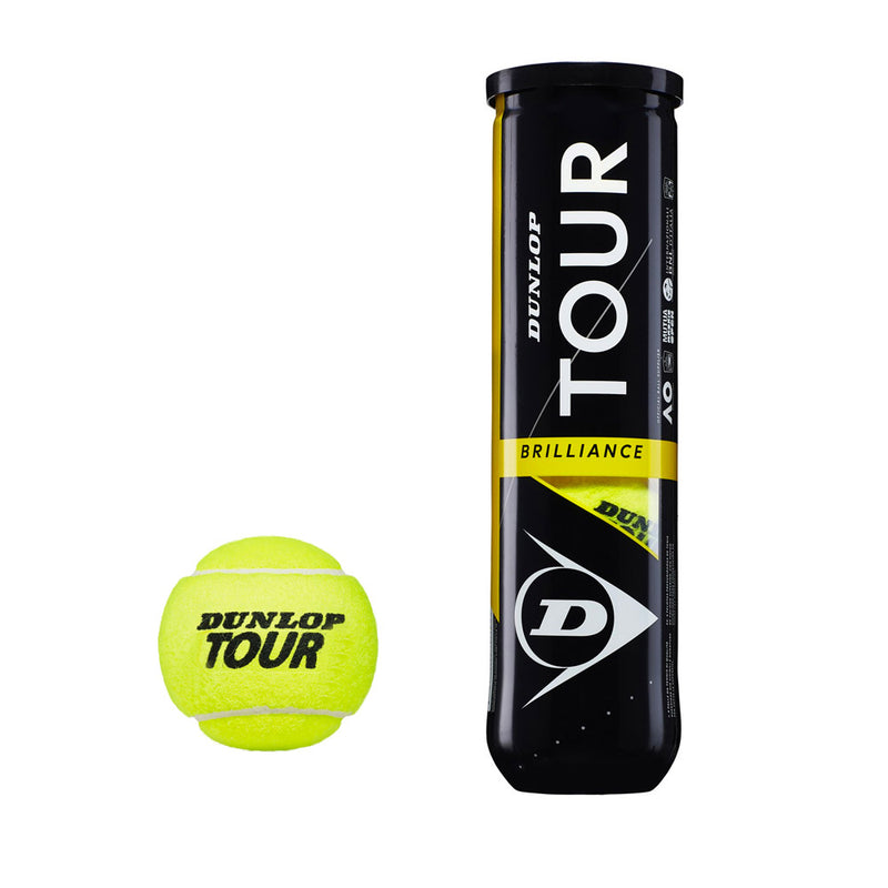 Set 3 Palline da Tennis Ø8x21,5 cm in Tubo Pressurizzato Dunlop Tour Brilliance Gialle-1