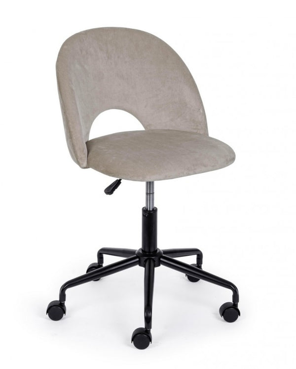 sconto Chaise de bureau en polyester effet velours Linzey Tortora