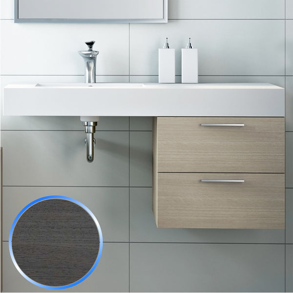 Meuble de Salle de Bain Suspendu en Bois de Chêne Gris 45cm Fosterberg Porto 3 acquista