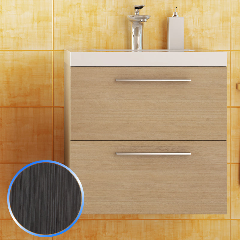 Mobile da Bagno Sospeso in Legno Rovere Spazzolato 53cm Fosterberg Porto 6-1