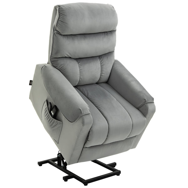 Fauteuil Releveur Electrique 1 Moteur 79x97x103 cm en Polyester Effet Velours Gris sconto