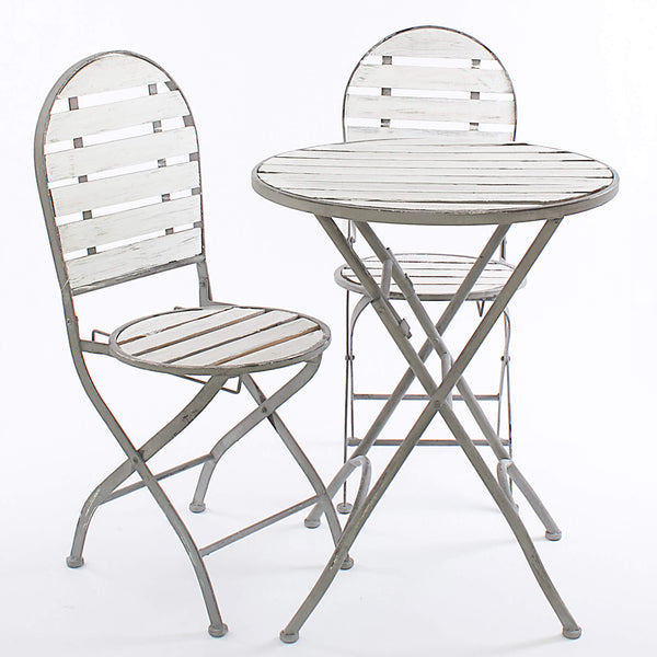 sconto Ensemble table basse et 2 chaises de jardin pliantes en sapin blanc