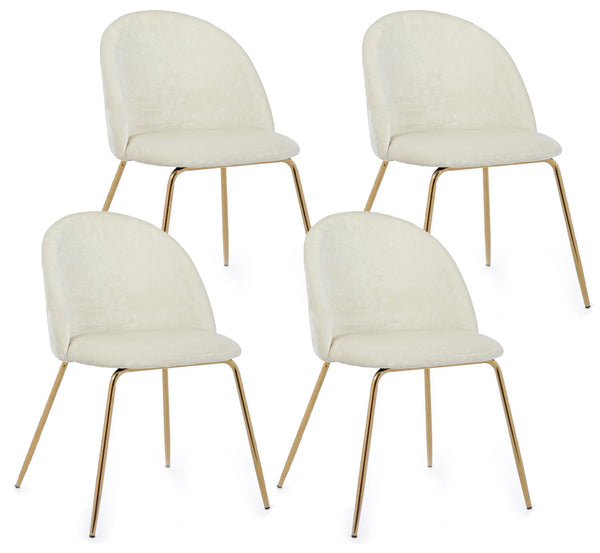 Lot de 4 Chaises 49x55x77 cm en Polyester Effet Velours Blanc acquista