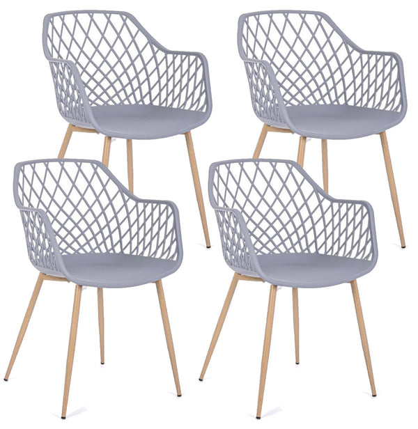 sconto Lot de 4 Chaises 58x54x85,5 cm en Plastique Gris